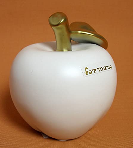 Moderner Deko-Apfel aus Keramik Höhe ca. 10 cm matt-Weiss und matt-Gold von schenken und wohnen