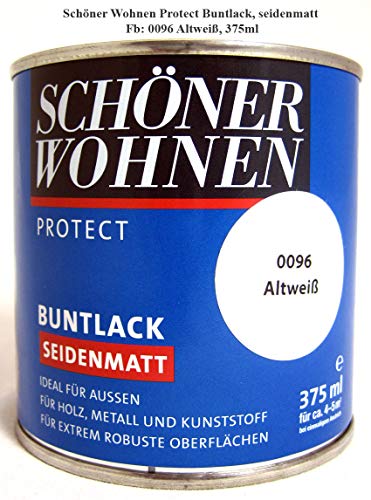 Protect Buntlack, 375 ml, Fb 0096 Altweiß - Alkydharzlack, seidenmatt von schenken und wohnen