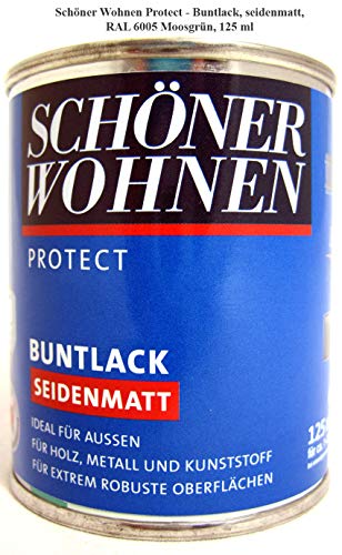 Protect Buntlack 125 ml, RAL 6005 Moosgrün seidenmatt, Alkydharzlack von schenken und wohnen