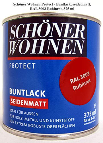 Protect Buntlack - Alkydharzlack, seidenmatt, RAL 3003 Rubinrot, 375 ml von schenken und wohnen