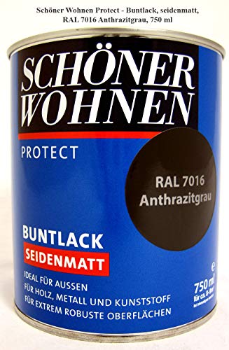 Protect Buntlack 750 ml, RAL 7016 Anthrazitgrau seidenmatt, Alkydharzlack SW von schenken und wohnen