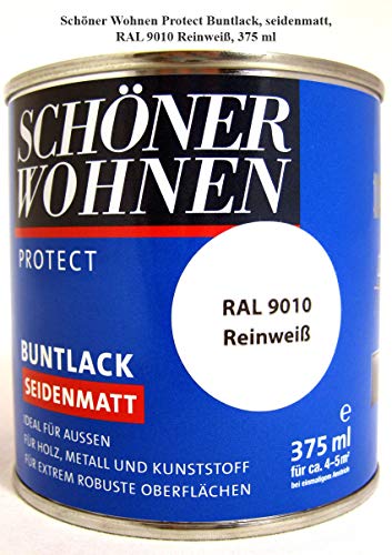 Protect Buntlack 375 ml, RAL 9010 Reinweiß - Alkydharzlack, seidenmatt von schenken und wohnen