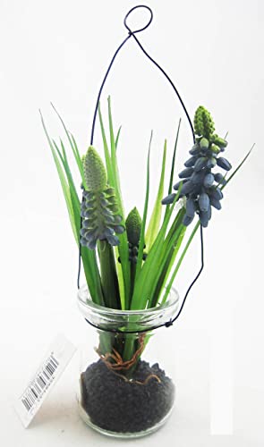schenken und wohnen Muskari-Kunstblume blau im Glas zum Hängen ca. 17cm von schenken und wohnen