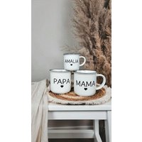 Familientassen Personalisiert | Emaille-Optik 300Ml Kaffeetasse 125Ml Espressotasse Tasse Keramik Geschenkidee Geburtstag von schenkpersoenlich