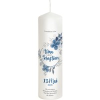 Hochzeitskerze Blume in Blau Personalisiert - Modell Alina Geschenk Zur Hochzeit Personalisierte Geschenke Brautkerze von schenkwas