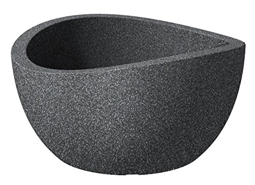 Scheurich Wave Globe Bowl, runde Pflanzschale aus Kunststoff, Schwarz-Granit, 40 cm Durchmesser, 21 cm hoch, 12 l Vol. von Scheurich