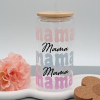 Trinkglas Mama | Kaffee Glas Mit Deckel Strohhalm 500 Ml Cocktailglas Geschenk Idee Freundin Smoothie Mutti Mom von schickGEMACHT3oak