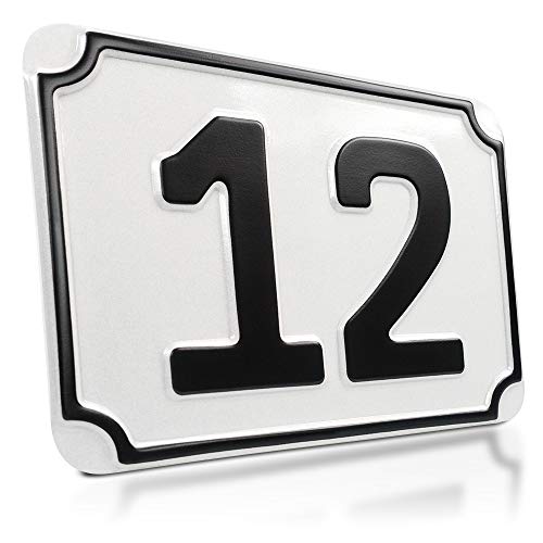 schildEVO Hausnummernschild geprägt | Aluminium-Schild | Türschild Nummer | Wunschtext | 2 Zeichen von schildEVO