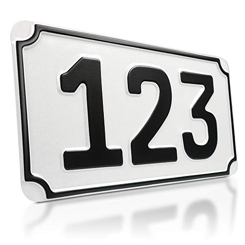 schildEVO Hausnummernschild geprägt | Aluminium-Schild | Türschild Nummer | Wunschtext | 3 Zeichen von schildEVO