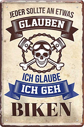 schilderkreis24 Blechschilder Kollektion 20x30cm – Lustige & kraftvolle Motorradsprüche: Deko für Biker und Geschenkideen für Motorradfans (Jeder sollte an etwas Glauben. Biken) schilderkreis24 Blechschilder Kollektion 20x30cm – Lustige & kraftvolle Motorradsprüche: Deko für Biker und Geschenkideen für Motorradfans (Jeder sollte an etwas Glauben. Biken) von schilderkreis24