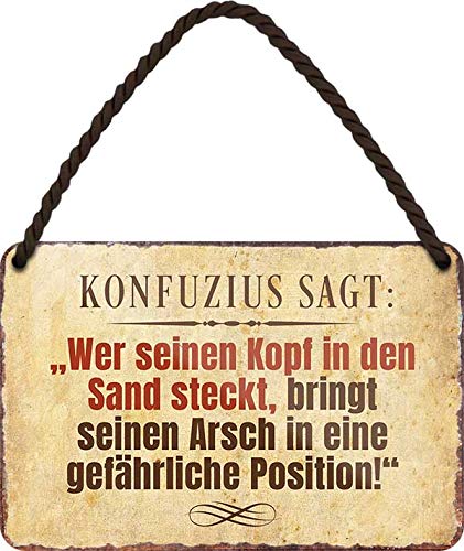 Blechschild lustiger Spruch: “KONFUZIUS SAGT ..” Deko Schild Hängeschild Humor Hauseingang Tür Witziges Geschenk zum Geburtstag oder Weihnachten 18x12 cm von schilderkreis24