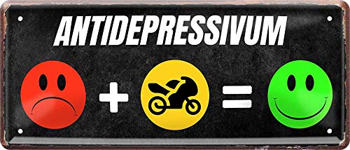 Blechschilder ANTIDEPRESSIVUM Bike Motorrad Fahrrad Deko Schild Metallschild Garage Werkstatt Hobbyraum Humor Witziges Geschenk zum Geburtstag oder Weihnachten 28x12 cm von schilderkreis24