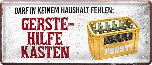 Blechschilder Bier Schild lustiger Spruch: “DARF IN KEINEM Haushalt FEHLEN“ Deko Metallschild Türschild für Pub Theke oder Bar Geschenkidee für Deine Trink & Sauf Freunde 28x12 cm von schilderkreis24