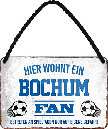 Blechschilder HIER WOHNT EIN Bochum Fan Hängeschild für Fußball Begeisterte Deko Artikel Schild Geschenkidee 18x12 cm von schilderkreis24