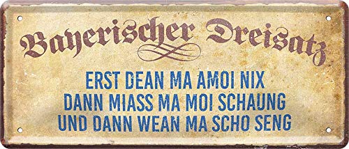 Blechschilder Lustige Bayern Sprüche bayerisch Deko Humor Dialekt Türschild bayrisch München Metallschild Schild Witziges Geschenk zum Geburtstag oder Weihnachten 28x12 cm (Bayerischer Dreisatz) von schilderkreis24