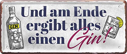 Blechschilder Lustiger Alkohol Gin Trink Spruch: “UND AM Ende ERGIBT Alles EINEN Gin.” Deko Humor Türschild Metallschild Schild Witziges Geschenk zum Geburtstag oder Weihnachten 28x12 cm von schilderkreis24