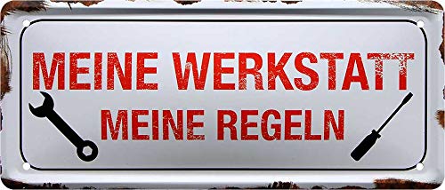 schilderkreis24 Blechschilder Kollektion 28x12cm – Humorvolle Sprüche für Handwerker und Werkstatt: Deko & Geschenkideen für Schrauber (Meine Werkstatt Meine Regeln) schilderkreis24 Blechschilder Kollektion 28x12cm – Humorvolle Sprüche für Handwerker und Werkstatt: Deko & Geschenkideen für Schrauber (Meine Werkstatt Meine Regeln) von schilderkreis24