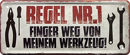 schilderkreis24 Blechschilder Kollektion 28x12cm – Humorvolle Sprüche für Handwerker und Werkstatt: Deko & Geschenkideen für Schrauber (Regel Nr.1 Finger Weg Werkzeug!) schilderkreis24 Blechschilder Kollektion 28x12cm – Humorvolle Sprüche für Handwerker und Werkstatt: Deko & Geschenkideen für Schrauber (Regel Nr.1 Finger Weg Werkzeug!) von schilderkreis24