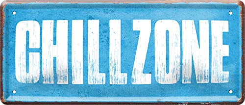 Blechschilder Lustiger Spruch “Chillzone“ Deko Schild Metallschild Geschenkidee Retro Chill Zone Vintage Witziges Wellness Relax Geschenk zum Geburtstag Weihnachten 28x12 cm von schilderkreis24