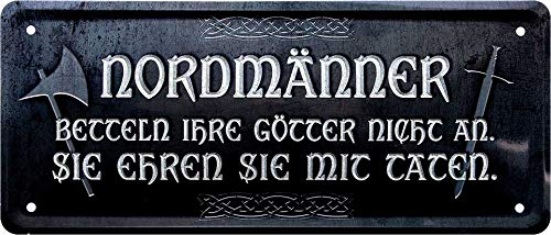 schilderkreis24 - Blechschilder Lustiger Spruch “Nordmänner Götter Taten“ Deko Walhalla Vikinger Odin Schild Witzige Geschenkidee 28x12 cm von schilderkreis24