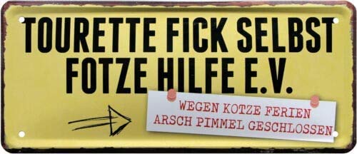 Blechschilder Lustiger Spruch “Tourette wegen kotze Ferien.“ Deko Schild Humor Metallschild Geschenkidee Tür Witziges Geschenk zum Geburtstag oder Weihnachten 28x12 cm Blechschilder Lustiger Spruch “Tourette wegen kotze Ferien.“ Deko Schild Humor Metallschild Geschenkidee Tür Witziges Geschenk zum Geburtstag oder Weihnachten 28x12 cm von schilderkreis24