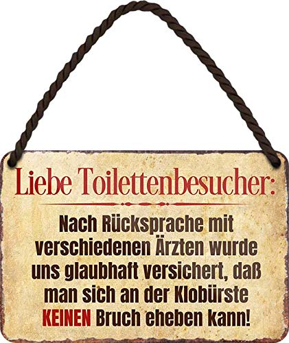 Blechschilder Lustiger Spruch: “Liebe TOILETTENBESUCHER“ Deko Schild Geschenkidee Fans 18x12 cm von schilderkreis24