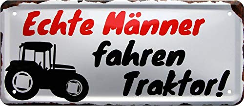 Blechschilder Lustiger Traktor Spruch “Echte Männer Fahren Traktor“ Trecker Bauer Landwirte Deko Schild Metallschild Humor Witziges Geschenk zum Geburtstag oder Weihnachten 28x12 cm von schilderkreis24