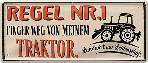 schilderkreis24 - Blechschilder Lustiger Traktor Spruch “Regel Nr.1 Finger Weg von.“ Trecker Bauer Landwirte Deko Schild Metallschild Humor Witziges Geschenkidee 28x12 cm von schilderkreis24