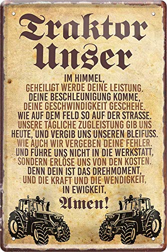 Blechschilder Lustiger Traktor Spruch: “Traktor Unser“ Deko Metallschild Schild Geschenkidee für Bauern & Trecker Fans Weihnachten Geburtstag 20x30 cm von schilderkreis24