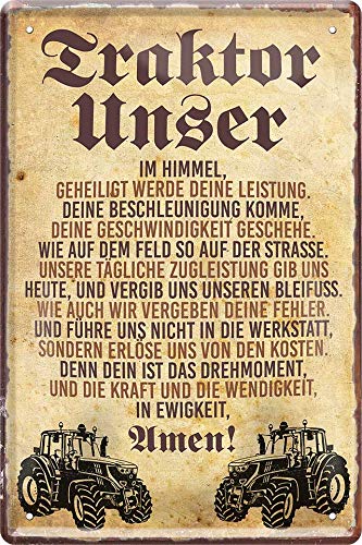 schilderkreis24 Blechschild 20x30cm – Lustiges Schild für Landwirte und Traktor-Fans, Deko & Geschenkidee (Traktor Unser) von schilderkreis24