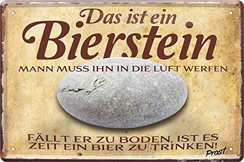 Blechschilder lustiger Bier Spruch: “Das ist EIN Bierstein, Man muss ihn in die Luft werfen .” Deko Schild für Bar Theke oder Pub Geschenkidee 20x30 cm von schilderkreis24