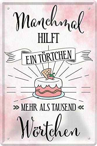 Blechschilder lustiger Spruch: “MANCHMAL HILFT EIN TÖRTCHEN MEHR ALS TAUSEND WÖRTCHEN” Deko Schild für Küche Geschenkidee 20x30 Blechschilder lustiger Spruch: “MANCHMAL HILFT EIN TÖRTCHEN MEHR ALS TAUSEND WÖRTCHEN” Deko Schild für Küche Geschenkidee 20x30 von schilderkreis24