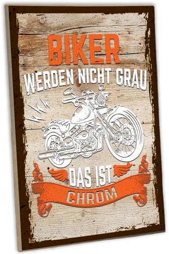schilderkreis24 - Biker-Holzschild 'Chromglanz' - Motorrad Dekoration, 28x19 cm - Geschenk für Motorradfans von schilderkreis24