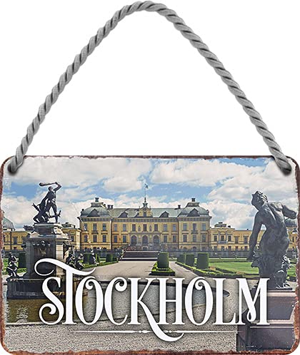 schilderkreis24 – Blechsachild ”Stockholm “ Haupstadt Schweden Deko Schild Urlaub Reisen Landschaft Metallschild Retro Türschild Vintage Geburtstag Weihnachten 18x12 cm von schilderkreis24