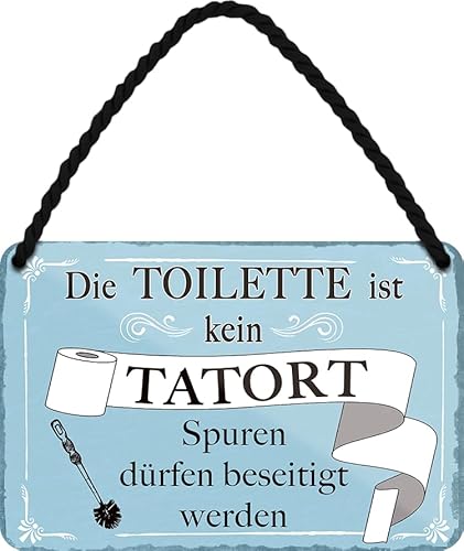 schilderkreis24 Blechschild 18x12cm – „Die Toilette ist kein Tatort – Spuren dürfen beseitigt werden“ – Humorvolle Wanddeko für Badezimmer, Gäste-WC & Haushalt von schilderkreis24