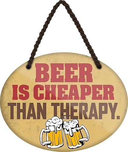 schilderkreis24 Blechschild 18x14cm - Beer is Cheaper than Therapy - Lustiges Bier Zitat Schild von schilderkreis24