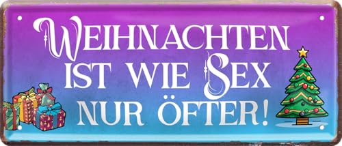 schilderkreis24 Blechschild 28x12 cm - "Weihnachten ist wie Sex, nur öfter!" – witzige Wanddeko für die Feiertage von schilderkreis24