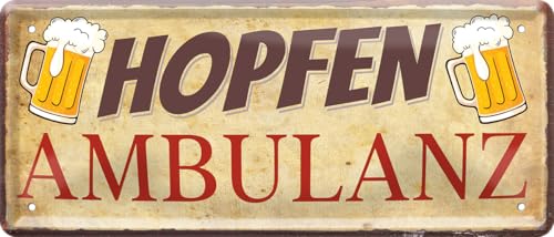 schilderkreis24 Blechschild 28x12cm – „Hopfen Ambulanz“ – Humorvolle Bier-Deko für Bar, Küche & Partykeller von schilderkreis24