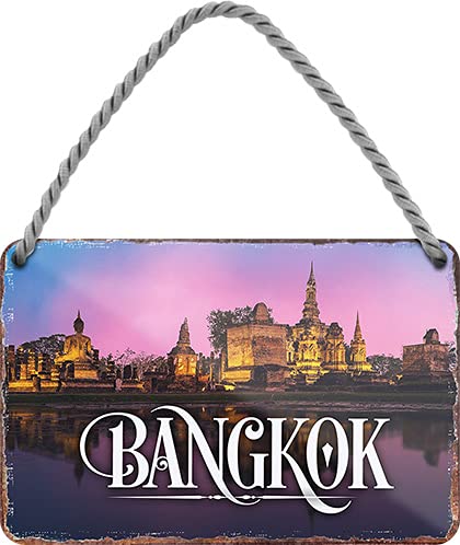 schilderkreis24 – Blechschild ”Bangkok“ Thailand Ausflugsziel Deko Schild Urlaub Reisen Landschaft Metallschild Retro Türschild Vintage Geburtstag Weihnachten 18x12 cm von schilderkreis24