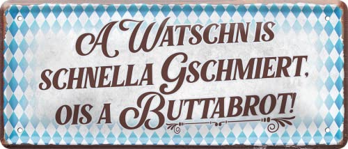 schilderkreis24 – Blechschild Bayrischer Spruch “A Watschn Is“ Deko Humor Geschenkidee Mann Frau 28x12 cm schilderkreis24 – Blechschild Bayrischer Spruch “A Watschn Is“ Deko Humor Geschenkidee Mann Frau 28x12 cm von schilderkreis24