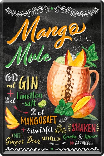 schilderkreis24 – Blechschild Cocktail Rezept Deko Bar Küche Kneipe Pub Theke Geschenk Geschenkidee Geburtstag Weihnachten Longdrink Tonic Spirituosen Trinker 20x30 cm (Mango Mule) von schilderkreis24