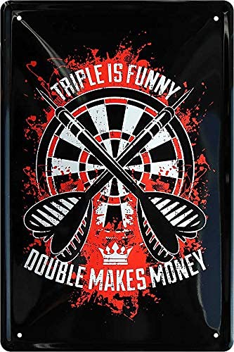 schilderkreis24 - Blechschild Dart Motiv - "Triple is Funny, Double Makes Money" - Dekoration für Bar, Spielzimmer 20x30cm von schilderkreis24