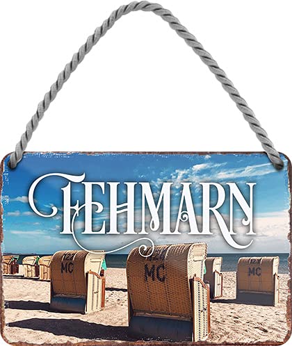 schilderkreis24 – Blechschild ”Fehmarn“ Insel Meer Strand Ausflugsziel Deko Schild Urlaub Reisen Landschaft Metallschild Retro Türschild Vintage Geburtstag Weihnachten 18x12 cm von schilderkreis24