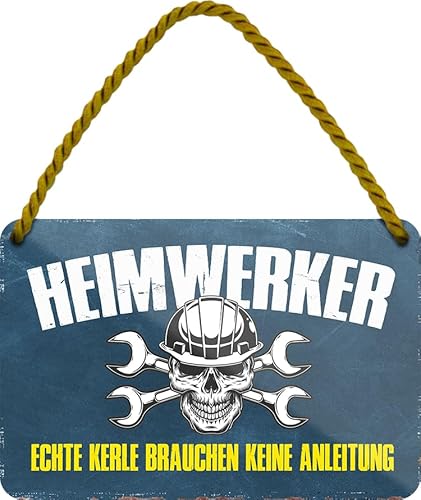 schilderkreis24 - Blechschild "Heimwerker - Echte Kerle brauchen keine Anleitung" - 18x12 cm - Robuste Metall-Deko für Werkstatt und Garage von schilderkreis24