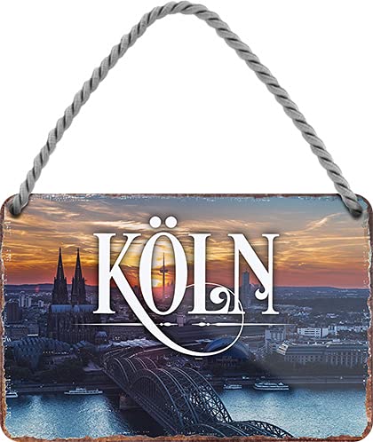 schilderkreis24 – Blechschild ”Köln“ Stadt Nordrhein-Westfalen Deko Schild Urlaub Reisen Landschaft Metallschild Retro Türschild Vintage Geburtstag Weihnachten 18x12 cm von schilderkreis24