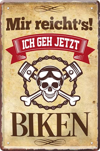schilderkreis24 – Blechschild Lustiger Biker Spruch “Mir reicht's Biken“ 20x30 cm von schilderkreis24