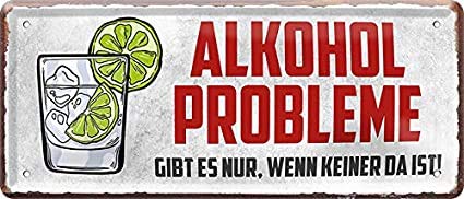 schilderkreis24 – Blechschild Lustiger Gin Tonic Spruch “Alkohol Probleme gibt es nur.“ Deko Bar Küche Pub Theke Geschenkidee Geburtstag Weihnachten Cocktail Longdrink Spirituosen Trinker 28x12 cm von schilderkreis24