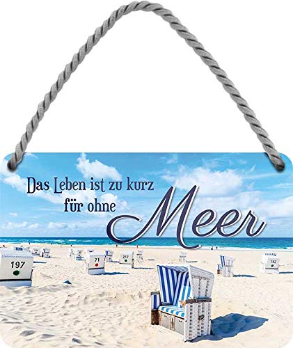 schilderkreis24 - Blechschild Lustiger Nordsee Spruch “Das Leben zur kurz.“ Deko Hängeschild Tür Ostsee Platt Metallschild Meer Strand Schild Witziges Geschenkidee 18x12 cm von schilderkreis24