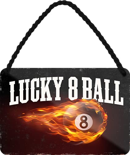 schilderkreis24 – Blechschild Lustiger Pool Spruch “Lucky 8 Ball“ Deko Billard Garage Metallschild Kneipe Theke Bar Pub Vintage Retro Geschenkidee Geburtstag Weihnachten 18x12 cm von schilderkreis24