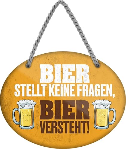 schilderkreis24 – Blechschild Lustiger Spruch “Bier stellt keine Fragen, Bier versteht!“ Deko Geschenkidee Mann Frau 18x14cm von schilderkreis24